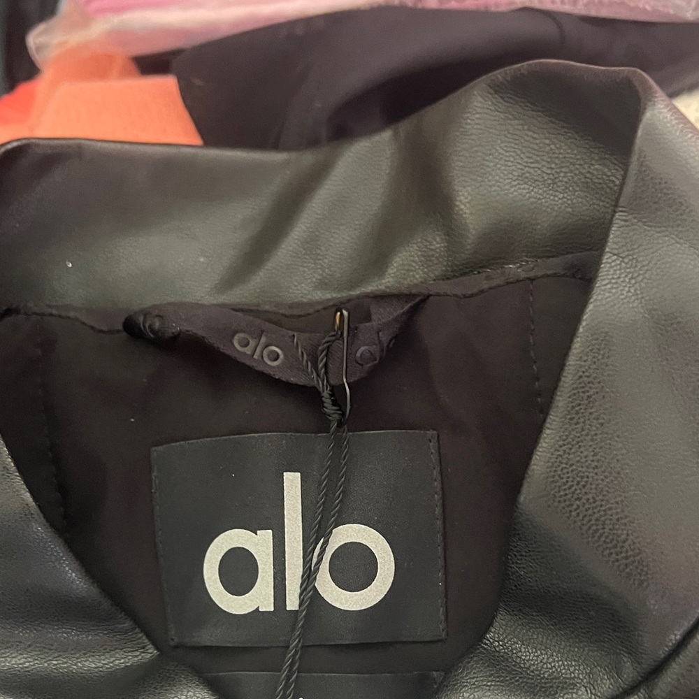 ALO Yoga Women's Dark Gray Faux Leather Jacket - Picture 8 of 10